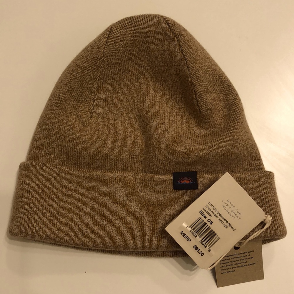 NWT Faherty cotton cashmere beige beanie